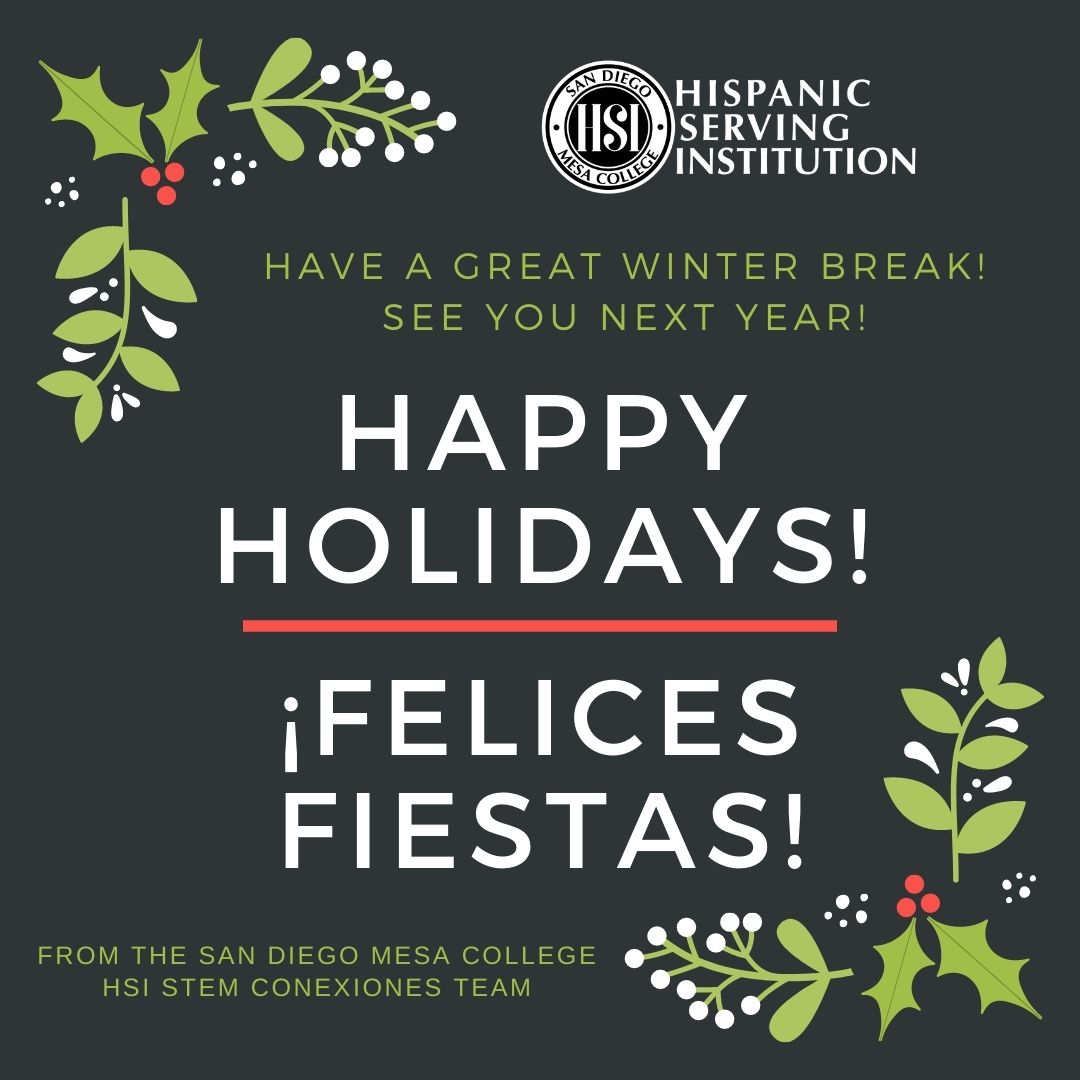 sdmesaSTEMConex's tweet image. Happy Holidays! ⭐️
¡Felices Fiestas! 🎉
Have a great winter break!