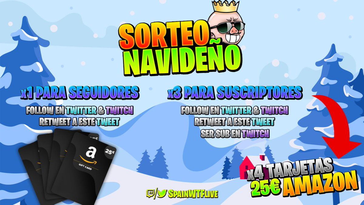 ¡🐷Cerds🐷! Ya llega la navidad🎄 y con ello un sorteo🎁 de 100€ para celebrarlo! Seguid las instrucciones y participad , el sorteo se realizará al día 6 de enero de 2021 a las 12:00pm hora Española ¡Tenéis que estar presentes en el momento del sorteo!
