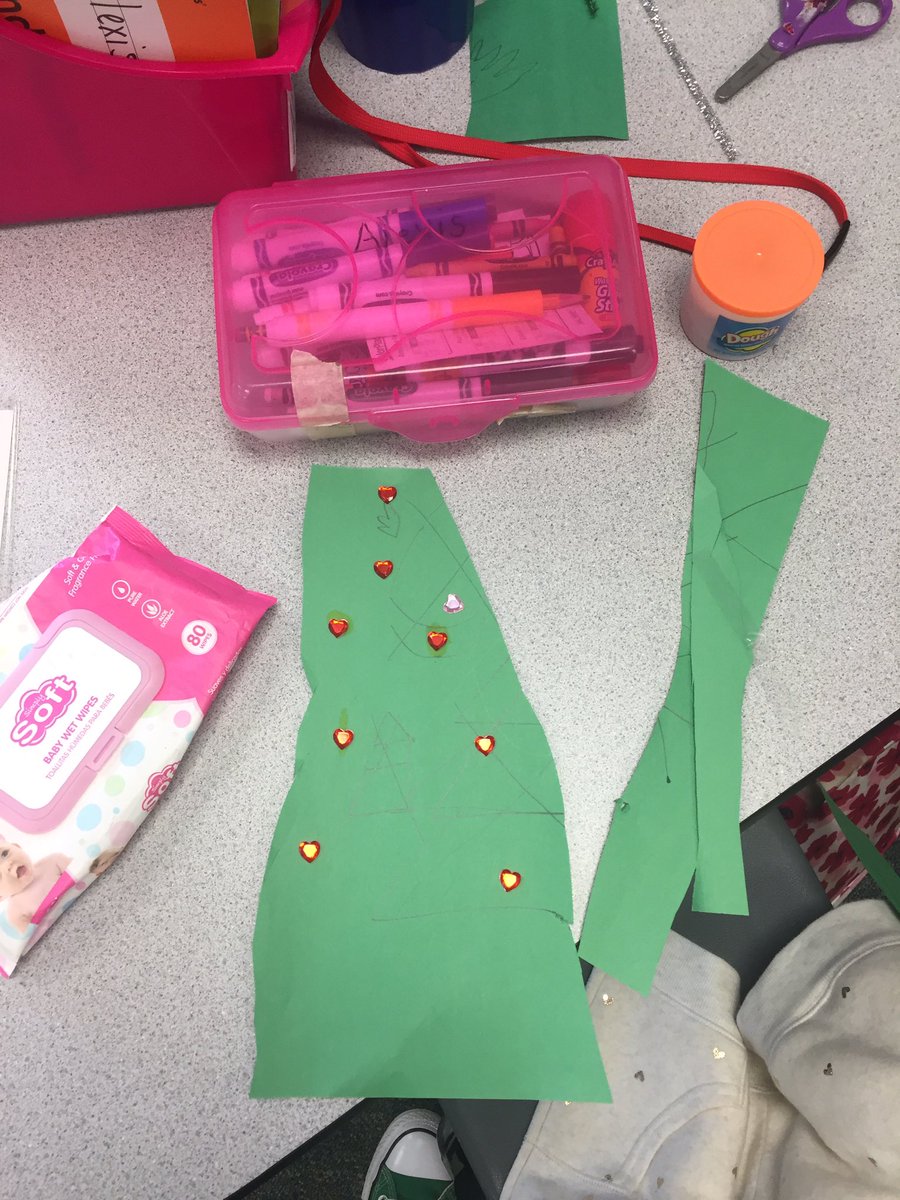 Learning about Christmas in Germany today. We made Christmas trees from the materials given.