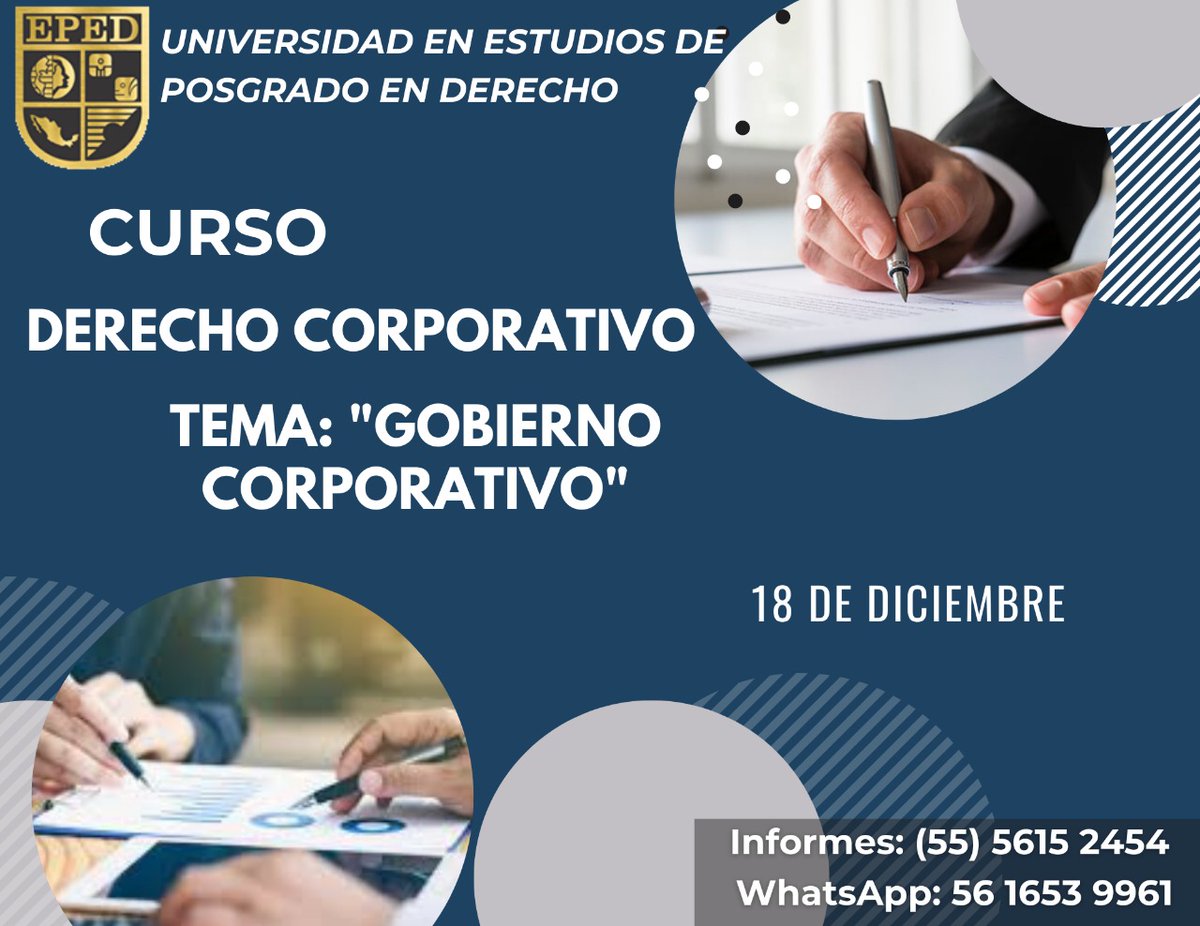 UNIPOL_MX's tweet photo. La  UNIVERSIDAD EN ESTUDIOS DE POSGRADO EN DERECHO. Te invita al #Curso

🧑‍⚖️Inscripciones abiertas a partir de hoy 

INFORMES: (55) 5615 2454
WHATSAPP: 56 1653 9961 https://t.co/gvOn6t6IEJ