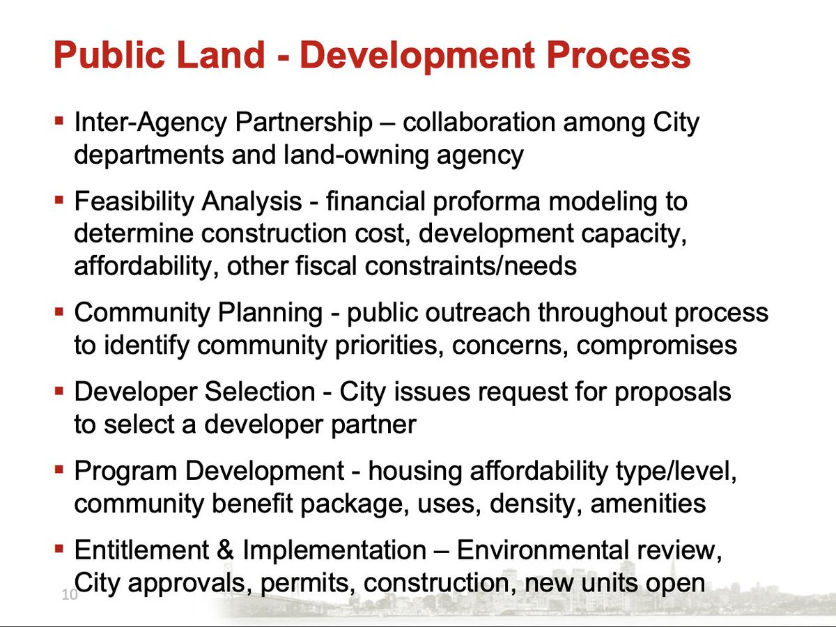 OEWD: There are a lot of departments involved in these projects. Formal solitication and community planning processes move in tandem. Once a project is determined, it needs EIR, permits, and then implementation.