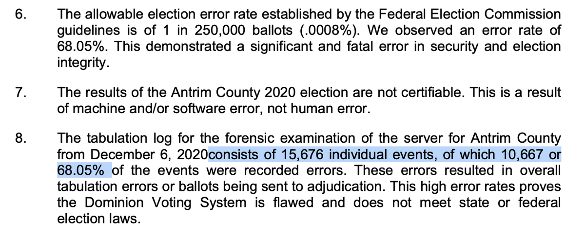 A few things here: 1) I have no idea where the FEC .0008% is coming from 2) What are these 'events'? Why are there only 15,676 of them, if there were 20,082 votes cast? If it's not 1 event per ballot, what is the significance of the supposed 68% error rate?