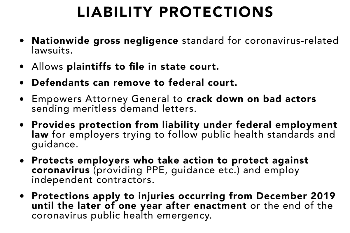 The Bipartisan State and Local Support and Small Business Protection Act of 2020 provides $160B to state, local & tribal governments on a need-based formula. It also offers liability protection for businesses, schools & healthcare facilities that follow safety standards.