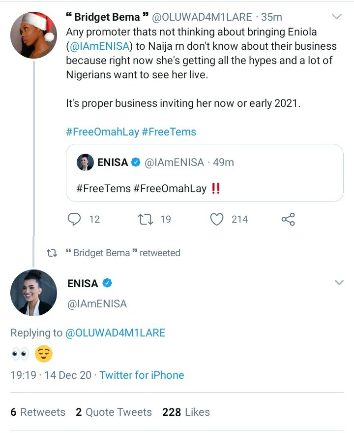 BLOWN FCOur mentos challenge was not left unnoticed by MentosUs. One of the challenge was retweeted and tagged a chilled one as it fits with background song (HipHop)All ye disguising lovers of Enisa, come and carry your family member, she blew today..