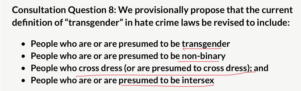 Protecting “cross-dressers” would cover heterosexual men who are “transvestic fetishists”. This is a paraphilia and these men get an erotic charge from forcing women to participate in their fetish. Also non-binary= neither male nor female. We all deviate from sex stereotypes.