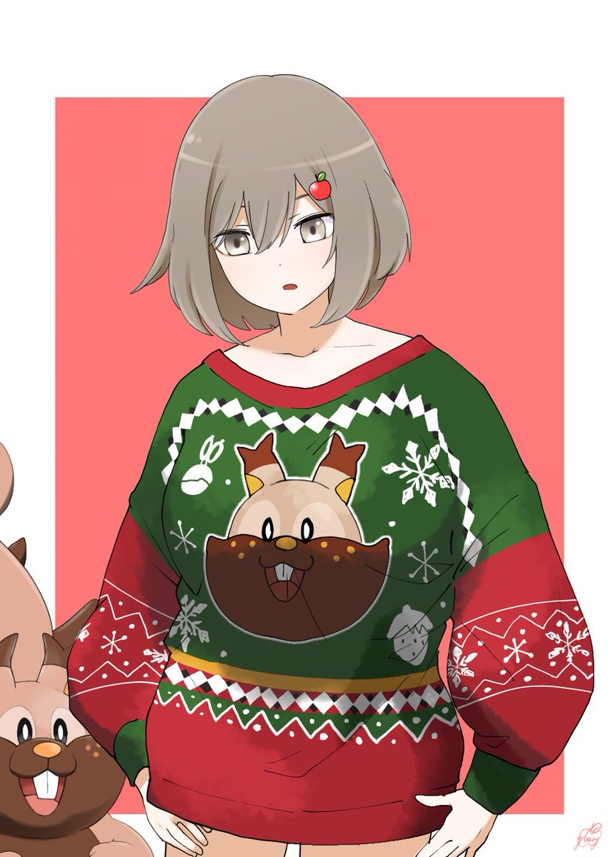 例のセーターりんご 津軽産あっぷる のイラスト