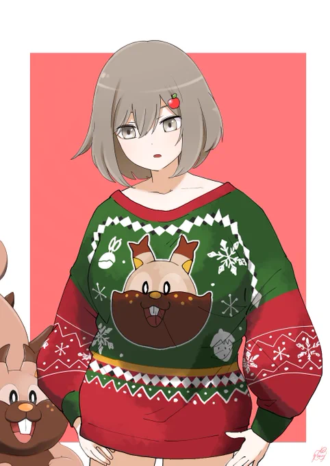 例のセーターりんご 