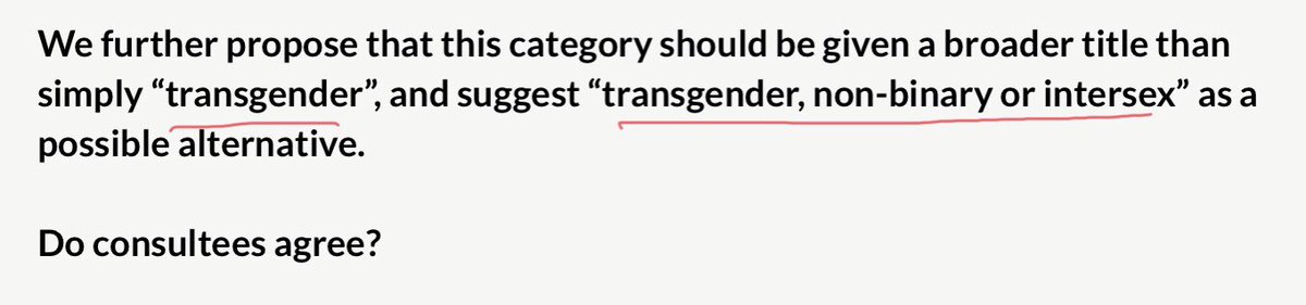 This one treats “intersex” as if it is some kind of “trans-identity”. a) People with Disorders of Sexual Development might find this term and definition akin to a “hate crime”. Seems like the LCC has been listening to lobby groups. Dangerous to legislate for non-binary. Why?