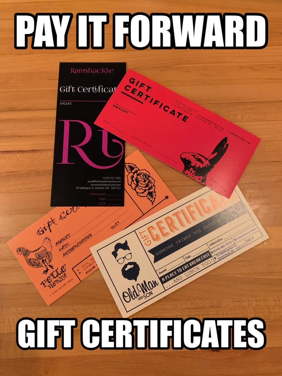 Pay it Forward when you buy a gift certificate from one of these restaurants !!!