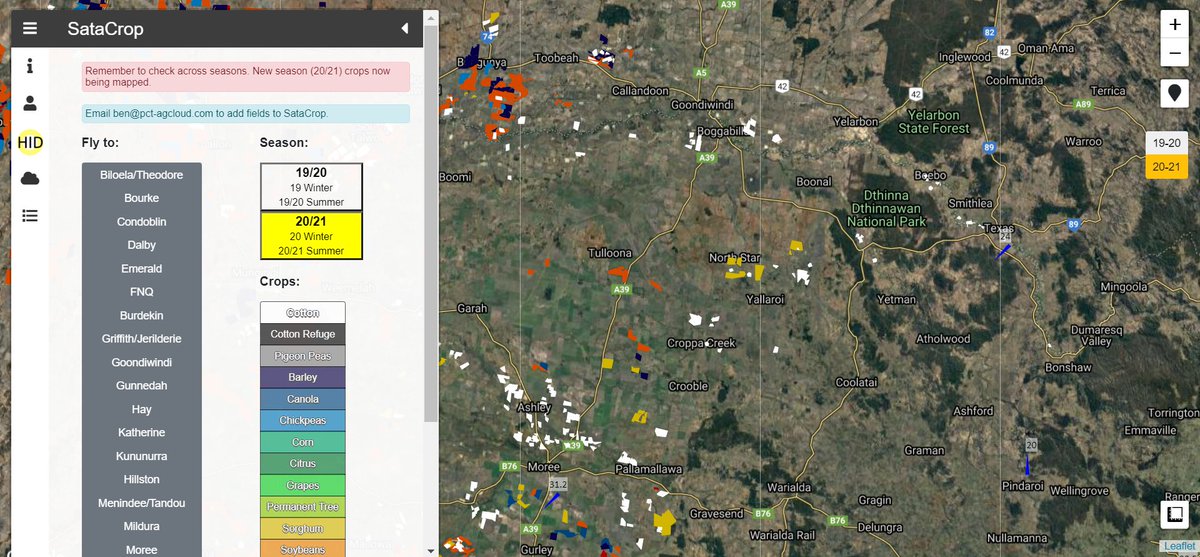 CottonAustralia's tweet photo. All cotton growers are encouraged to play their part in preventing off-target spray drift damage by mapping their fields in SataCrop this season. Growers can access SataCrop by visiting https://t.co/vCCJT7BW5J https://t.co/zsQHleweAf