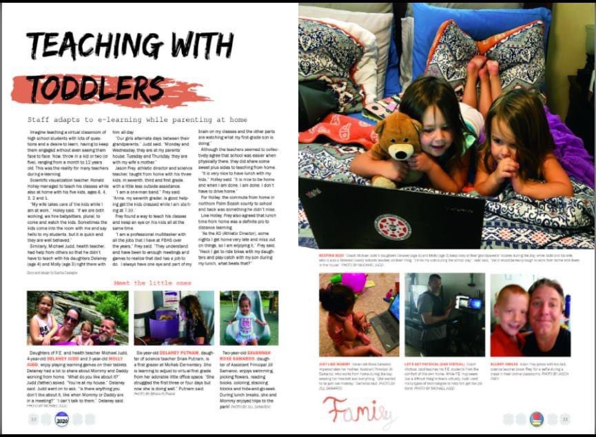 I love this spread from Pompano Beach High School on e-learning when you have a toddler in the room with you! What a fabulous idea for student life or your faculty section! Great job to Dr. Shipe and the Pompano Beach High yearbook staff!