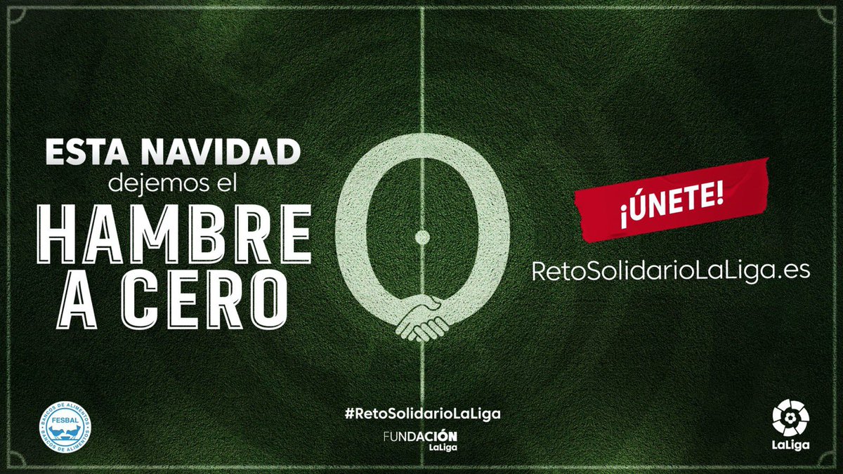 Desde esta jornada, #LaLiga, @FundacionLaLiga, @fesbal_org y @santander_es lanzan el #RetoSolidarioLaLiga. 🌟 UN GOL = ¡MIL EUROS! 🌟 Tú también puedes participar donando AQUÍ 👉 laliga.com/retosolidariol…