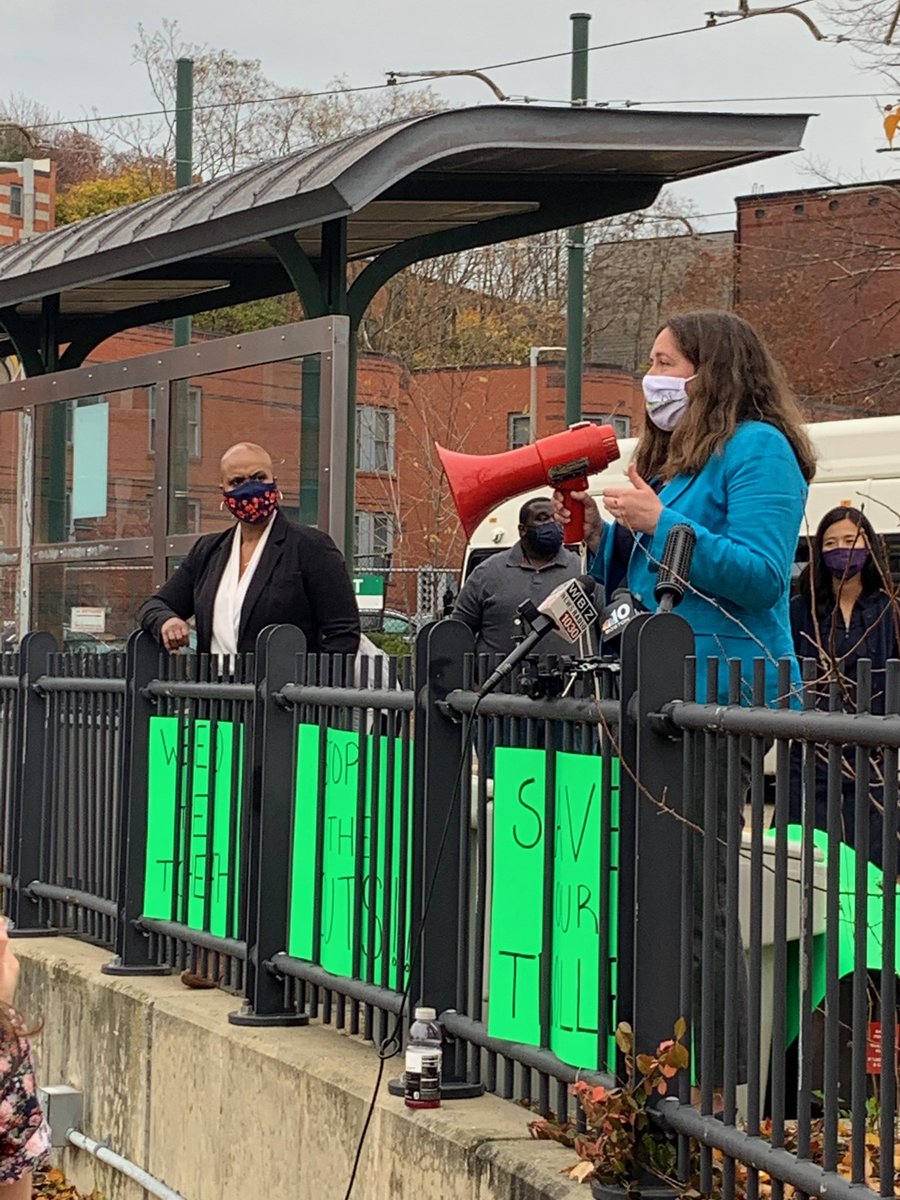 KenzieBok's tweet photo. Our disabled veterans, seniors, native community, healthcare providers, MBTA workers, residents, institutions, & officials all came together to #SaveOurTrolley to Heath St — and the Mission Link. We are not out of the woods yet, but grateful for this news today. #bospoli #mapoli https://t.co/32EnFVlV0z