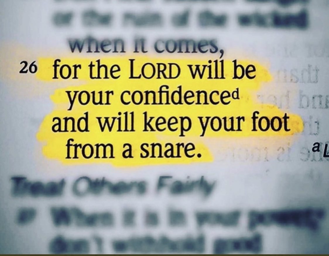 For the Lord will be your confidence,... Proverbs 3:26