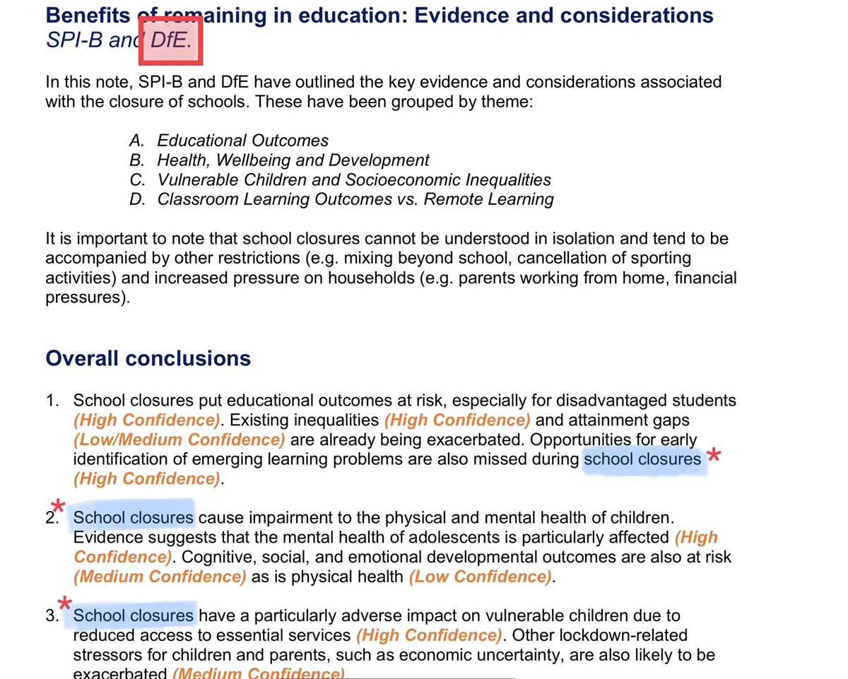 Or how when DfE and science advisors published schools-related evidence this November, it was mostly on school closures, and conflated total school loss and spring emergency conditions with any outside-school learning that might occur eg for rotas or household CEV shielding. 15/