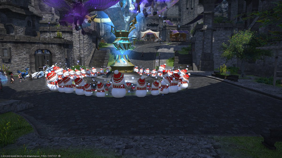 Mrmask_gaming's tweet photo. Show me what you and your frined can do with a group of snowmen and snowwomen! #ffxiv #snowmancircle #snowmantower https://t.co/GwdZoRuG4B