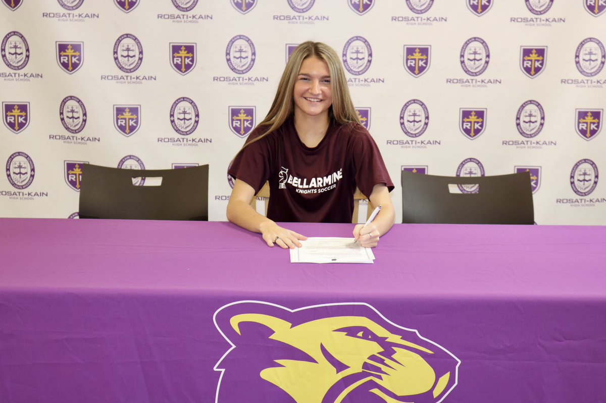 Congratulations, Kailyn! 🙌💜🐾
Rosati-Kain's Kailyn Bridges signed a National Letter of Intent today to play soccer at <a href="/bellarmineU/">Bellarmine University⚔️</a>. We're excited to watch you succeed as a Knight! 

Click here to learn more: ow.ly/5xri30rozJb
