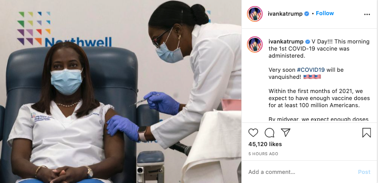 Comparatively, there are 4 posts in the top 15 that focus on Sandra Lindsay, a critical care nurse, being the first person to receive the vaccine in NYC.