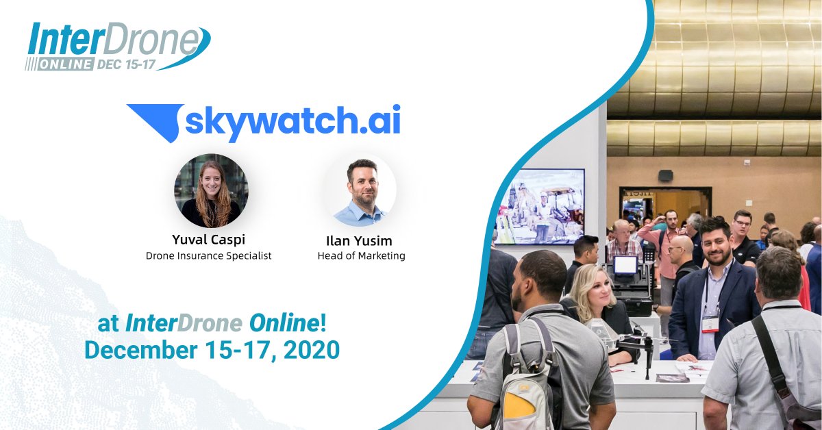 SkyWatchAI's tweet photo. Who’s joining us this week at #InterDrone 2020?! Networking may look a little different at this year’s event but we’re still available from afar! Set up your online networking meeting with one of our team members today! https://t.co/vGNrinESMY