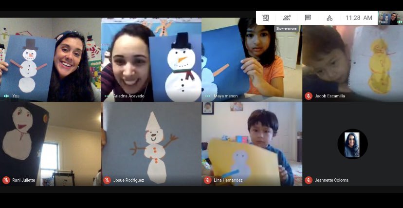 JanetColoma's tweet photo. Room 9 Ss learned how to draw a Snowman step by step today. We are so proud of our little artists! 🎨👏🏼😍 #remotelearning #prekrocks #Snowmanfun⛄️@wnyecc https://t.co/ReUZEdyr4O