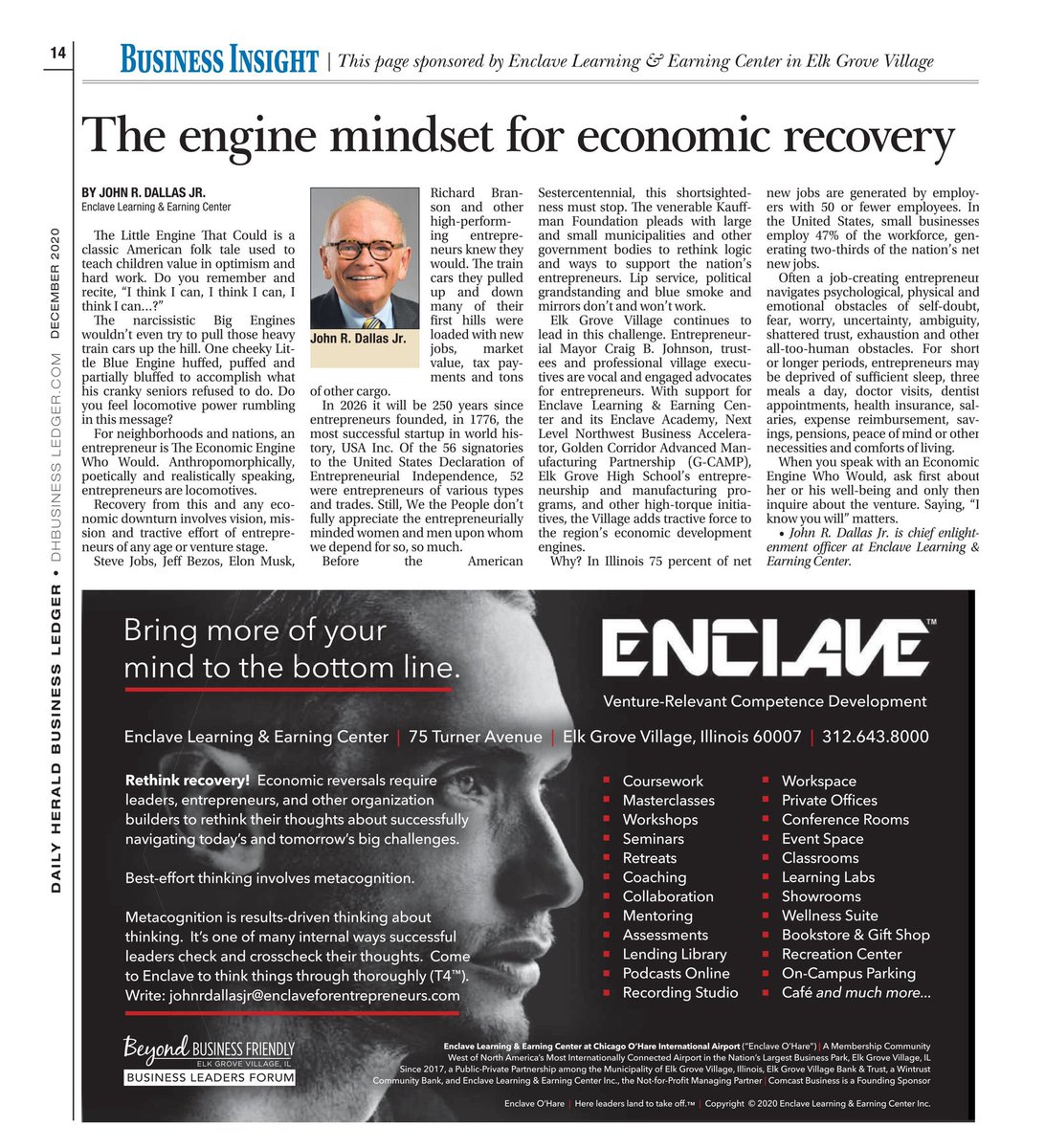 JohnRDallasJr's tweet photo. The #EngineMindset™ for #entrepreneurs and other organization builders adds tractive force to our thoughts and actions. Click to read how @DHBizLedger guides #SmallBusiness owners and other #leaders to develop competencies while they grow their #ventures. https://t.co/JBcjoxhoAL https://t.co/XF82NgzCWG