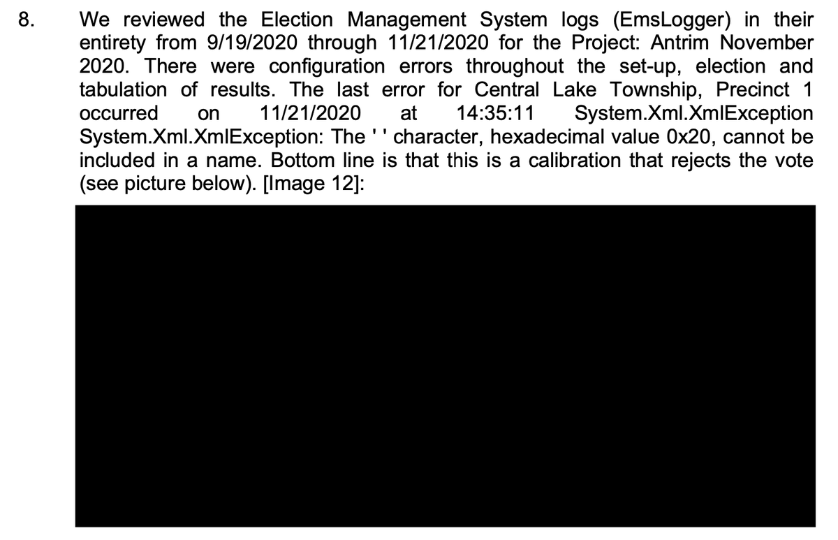 Here, they point out an XML exception, and then say "Bottom line is that this is a calibration that rejects the vote (see picture below)." - that pic is redacted, but XML forbids whitespace chars in element names, so that's the likely cause of the error  https://www.w3schools.com/xml/xml_elements.asp