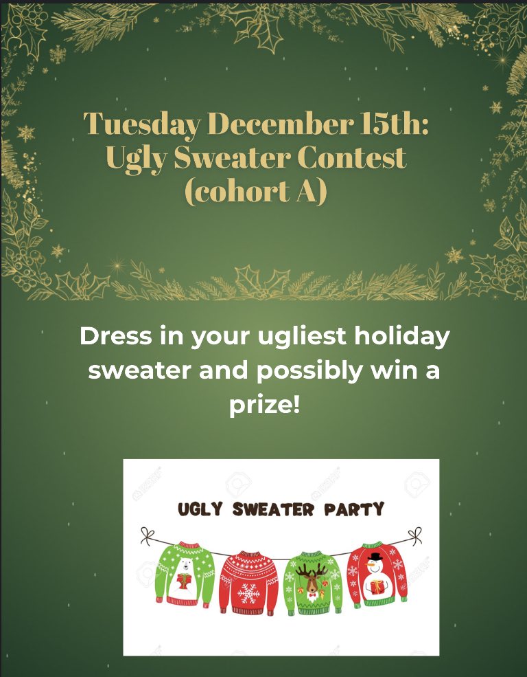 Time to find those Holiday Sweaters for ugly sweater day tomorrow! 🎁😁