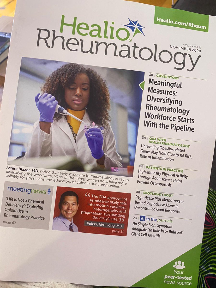ashira_md's tweet image. Thank you @HealioRheum for highlighting the important issue of diversity in rheumatology. Ensuring a diverse and equitable rheumatology work force is an important step in providing equitable care to all.