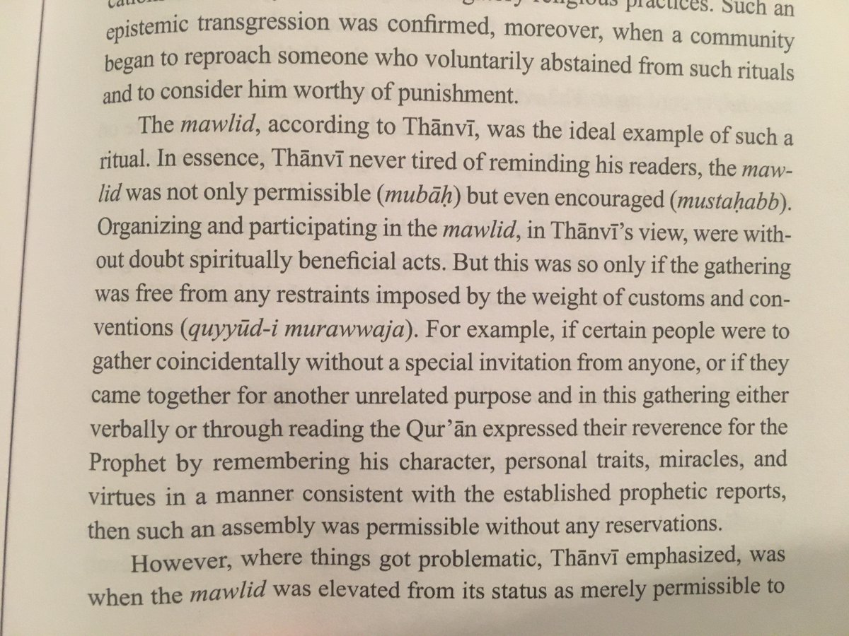 10. Deobandism isn't traditionally opposed to all new practices within Islam so long as certain limits are observed. Deobandi scholar Ashraf Ali Thanvi accepted the celebration of the mawlid or Prophet’s birthday (popular among Barelvis) so long as it wasn’t declared obligatory.