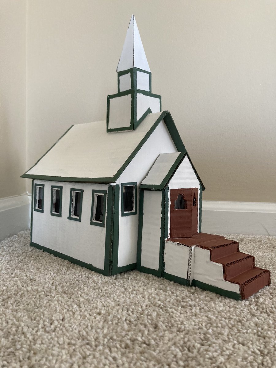 _ella_vanilla_'s tweet photo. Just in case more proof was needed that I am in love with this show, here is an mini art project I did for a sculpture class. We had 10 days to design, cut, assemble, and paint. There are definitely a few flaws, but they just add to the church’s personality!😉 #Hearties https://t.co/fKhQ1EnTXv