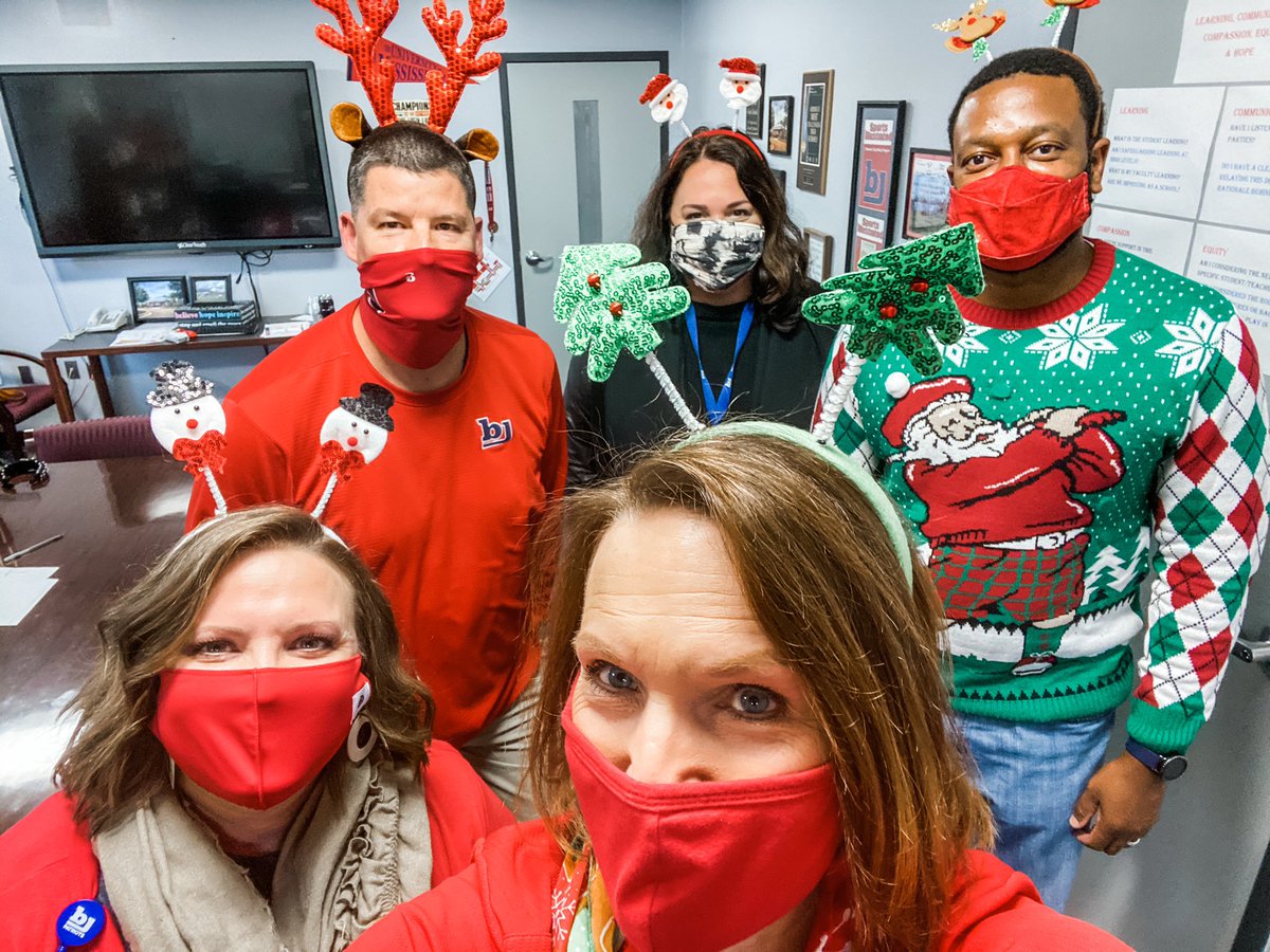BobJonesHigh's tweet photo. Missing our students! The admin team with their #BJHolidays gear! #GoBJHS2020 #mcslearn https://t.co/1sgQD18vxs