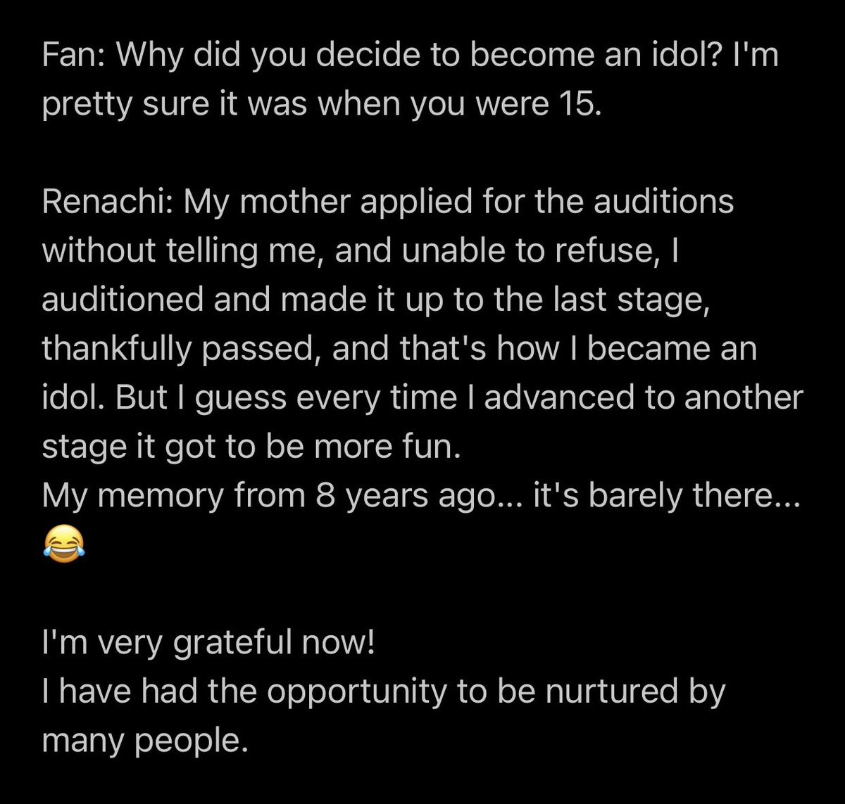 (about why she became an idol)