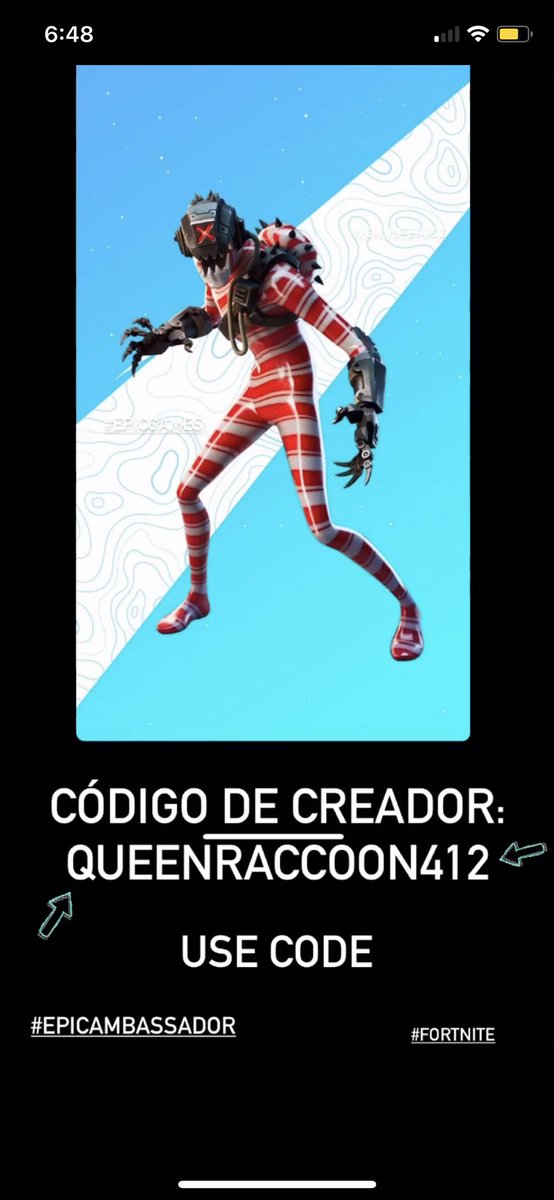 Queenmapache12's tweet photo. No lo olvides 
CÓDIGO DE CREADOR: Queenraccoon412 #epicgames #EpicAmbassador #FortniteSeason5 #Fortnite #code #codeuse https://t.co/CsKKss7fp1