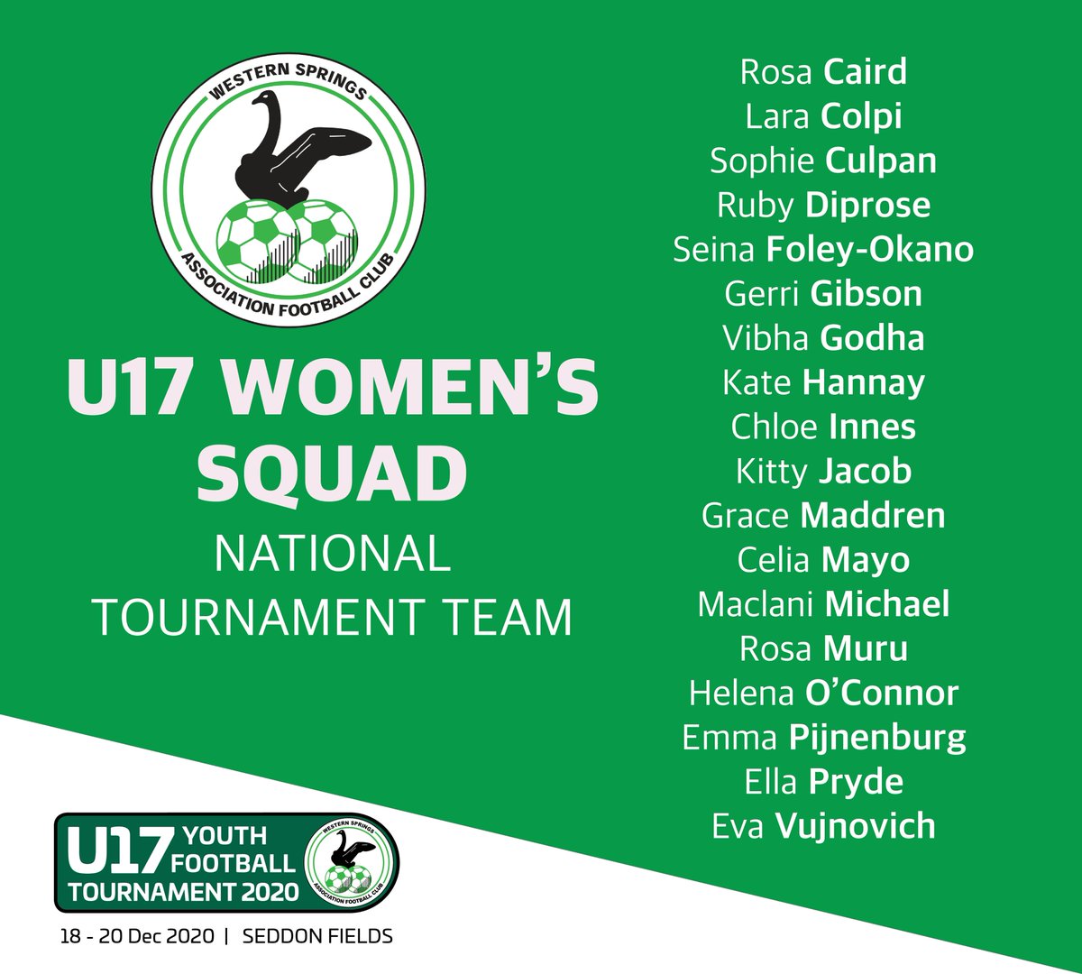WspringsFC's tweet photo. 3 DAYS TO GO 🙃

We are very proud to announce our Womens squad.

The team will be led by our Head of Women's Football, @Rfaithfull1 . Along with Assistant Coaches John Vujnovich &amp; Julie Dunn. Physio is Suzy Falconer from @back2yourfeet 
#wsafcu17nationals

GOOD LUCK, TEAM https://t.co/bUhvFWZyCG