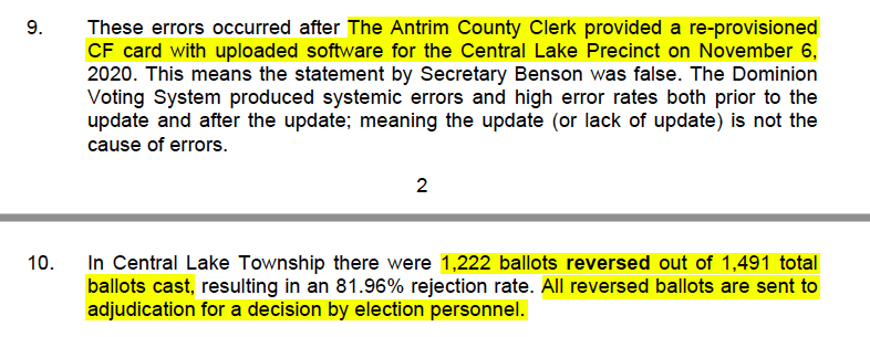 Another massive problem for both Dominion and the election officials:1. Why on EARTH was this equipment being touched, much less *updated* three days after the election?2. Some election official(s) manually voted 81.96% of people's ballots after the fact? GOOD. GRIEF.