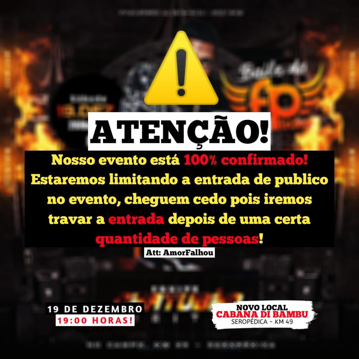 Amorfalhou's tweet photo. Nosso evento está 100% confirmado, Sábado é tudo pelo Cabanna di Bambu ✅ https://t.co/ZaMpHy4znz
