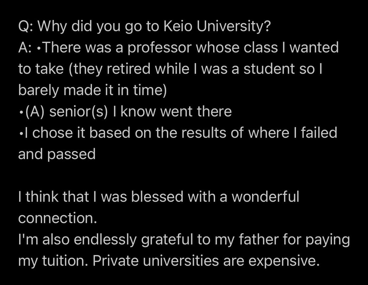 about why she went to keio university