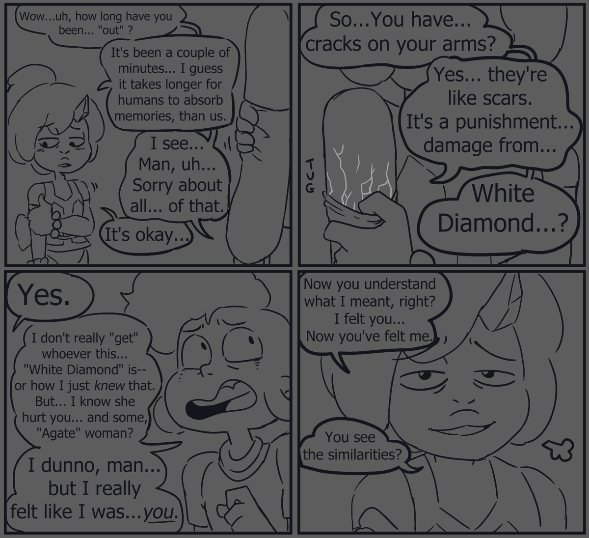 (2/2) whenever a violet Spinel possesses a human, they share all memories and emotions with them within a matter of seconds. So Spinel wanted to sort of return the favor, in a way. IT'S COMPLICATED (and my Spinel was made back in 2014, I'm not changing her type ?) 