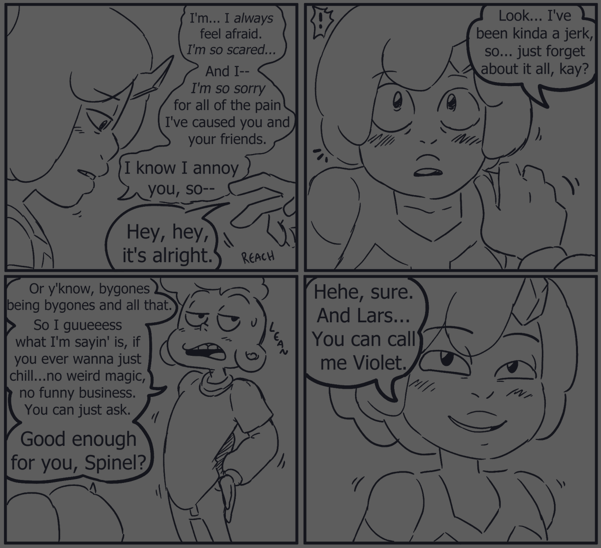 (2/2) whenever a violet Spinel possesses a human, they share all memories and emotions with them within a matter of seconds. So Spinel wanted to sort of return the favor, in a way. IT'S COMPLICATED (and my Spinel was made back in 2014, I'm not changing her type ?) 