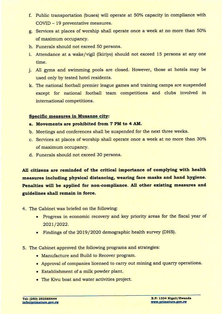 PrimatureRwanda's tweet photo. 1/2 Statement on Cabinet Resolutions of 14/12/2020 https://t.co/IXQQ6GPvY5