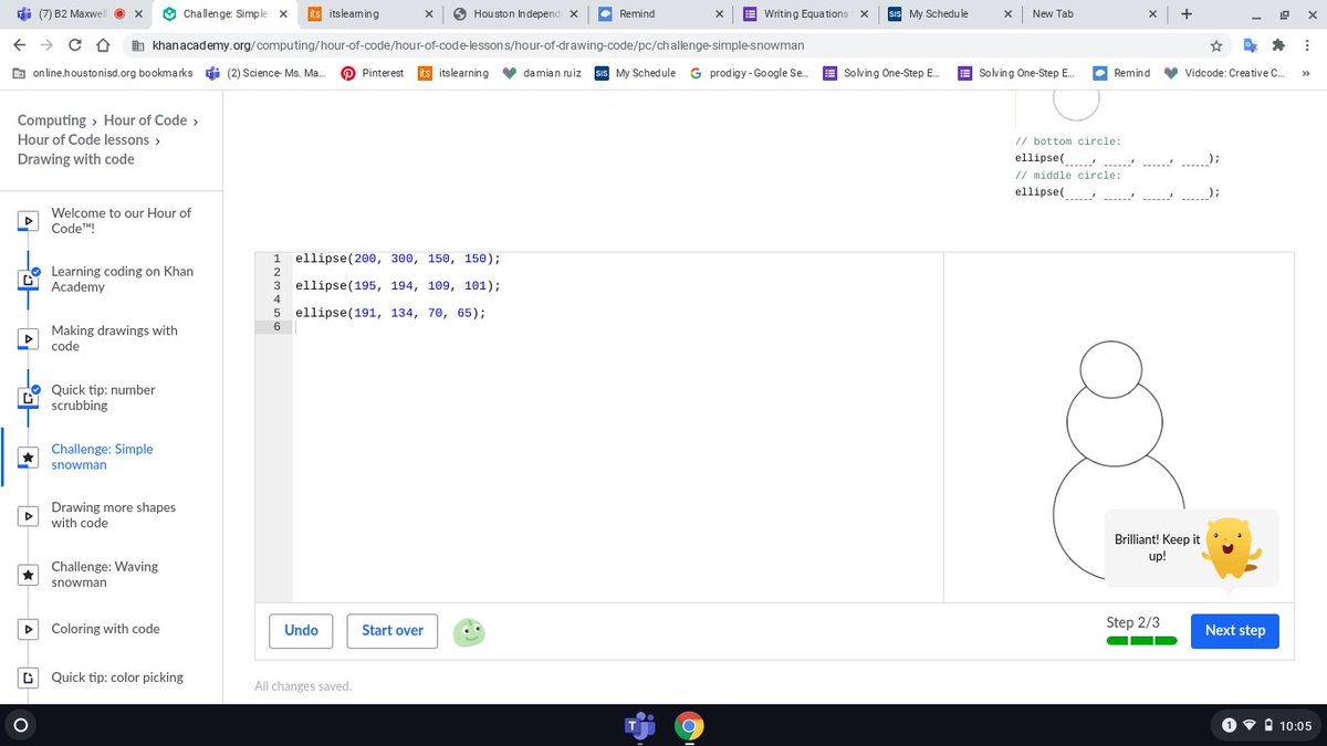 Marshall_HISD's tweet image. #khanacademy #12daysofcode #HISDEcoded #csinHISD #CSforALL #CSforSocialJustice #CSforGOOD @khanacademy @HISD_Inst_tech #HourOfCode #HOC20 #CLEVER @clever #SSO #ACESS