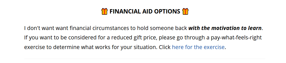 27/ One thing to note is that from the beginning I always had a "gift option." At first it said "click this and you get it for free" - 0% completion rate so I bailed on that.I now use a gift exercise inspired by  @andrewjtaggart & Charles Eisenstein
