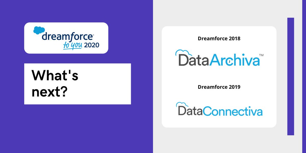 data_archiva's tweet photo. Dreamforce 2018 - We introduced #DataArchiva to the world
Dreamforce 2019 - We introduced #DataConnectiva to the world
Dreamforce 2020 - We are coming with the game-changer
#DF2U #DreamTX #DF20 https://t.co/KmUeMXcjW2