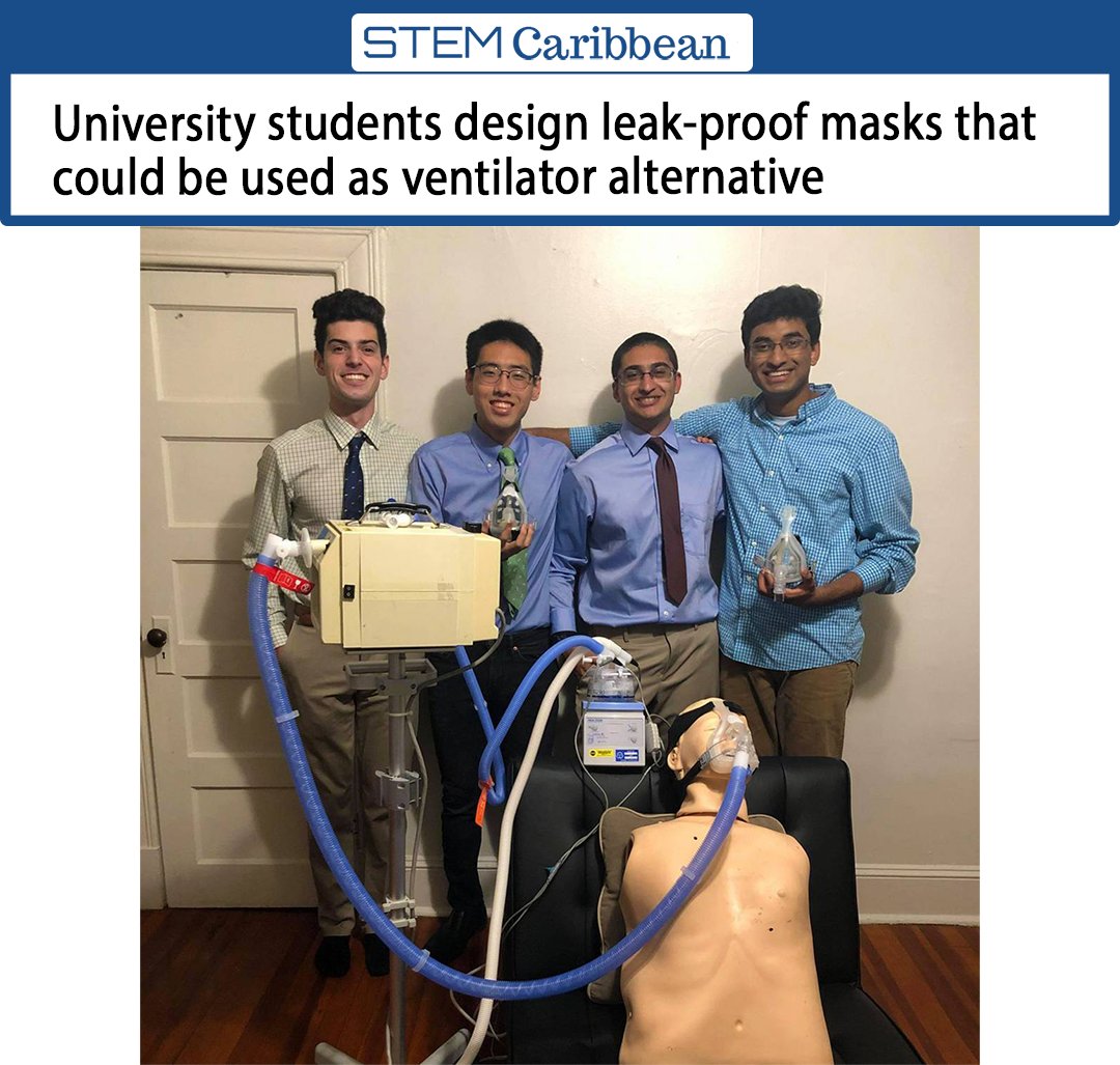 stemcaribbean_'s tweet photo. A group of #science and #engineering undergraduate students worked on a research project aimed at combating COVID-19 with a leak-proof mask design. https://t.co/il9VVjXlcw

#biomedicalengineering #engineering #science #technology #engineering #math #STEM #research https://t.co/pcX3gYX5qE