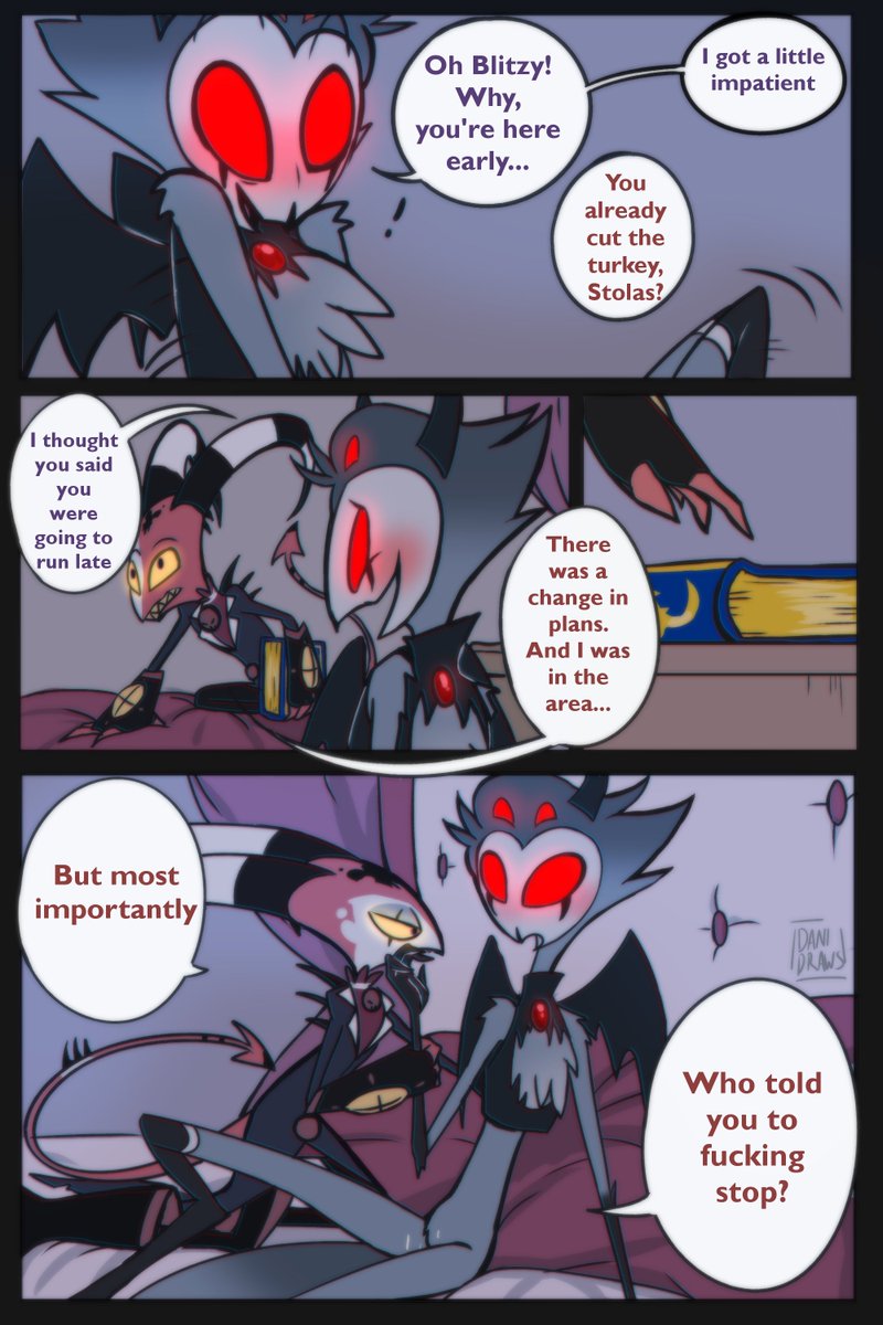 DaniDraws666's tweet photo. I'm finally finished with my Long #Stolitz comic (takes place right b4 ep. 2)! This is incredibly #Nsfw view with caution :9 #HelluvaBoss #nsfwart https://t.co/RvqUB6zsN1