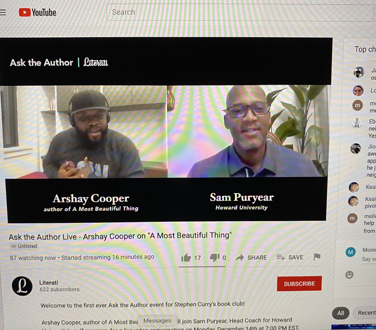 coachp13's tweet photo. As an author myself @coachp13 (Diamonds in the Rough), it was so awesome to be asked to kick off the first ever Ask the Author @StephenCurry30 Book Club today to discuss the book “A Most Beautiful Thing” with fellow author @arshaycooper https://t.co/ppOpjrRLXv