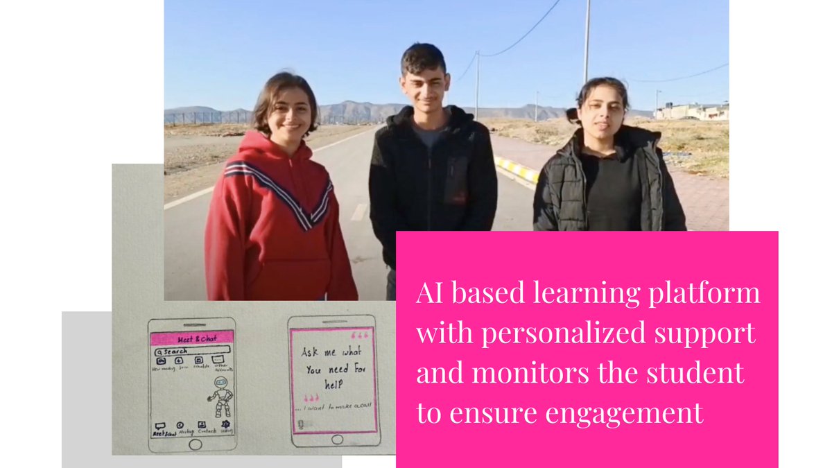 Team Holly Minds wants to design an AI-based learning app to bring personalized learning to refugee students worldwide. Our favorite part is the app will periodically ping the student to make sure they are still awake should they be inactive 4 more than 15 mins. LOL. #Hackathon