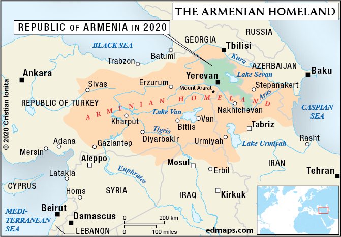 1/7) The Armenian Highlands, gave birth to early states such as the Hayasa-Azzi (1500-1200), the Hurrians of Mitanni (1500-1200 BC), the Nairi Confederation (1200-900), and eventually Urartu or Ararat (860-585 BC). These laid the foundation for the Kingdom of Armenia.
