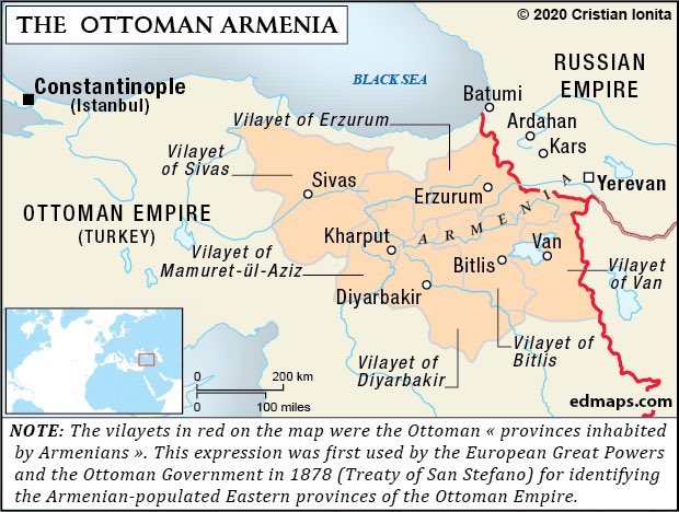4/7) Western Armenia came under a Turkish rule (1551) and Eastern Armenia came under Iranian rule (1501-1828). Much of Iranian Armenia came under Russian rule after (1828). Most Armenians, 2/3, lived in the western areas known as the “Six Vilayets” of the Ottoman Empire.