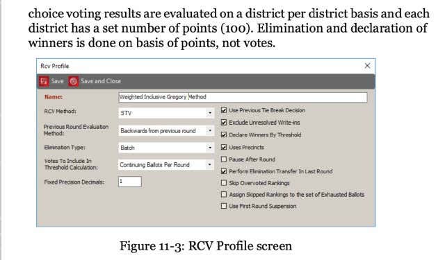 22) A high "error rate" suggests an algorithm was used that made Biden votes more valuable than Trump votes. In the logs, they determined that the Ranked Choice Voting Algorithih WAS ENABLED!  See the screenshot below from the Dominion manual.